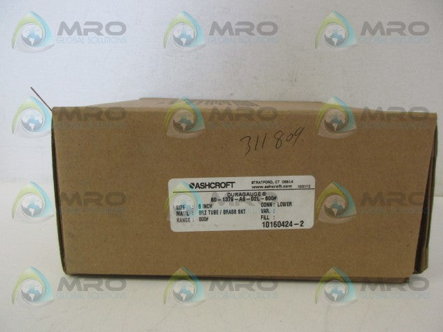 ASHCROFT 60-1379-AS-02L-600# PRESSURE GAUGE *NEW IN BOX*