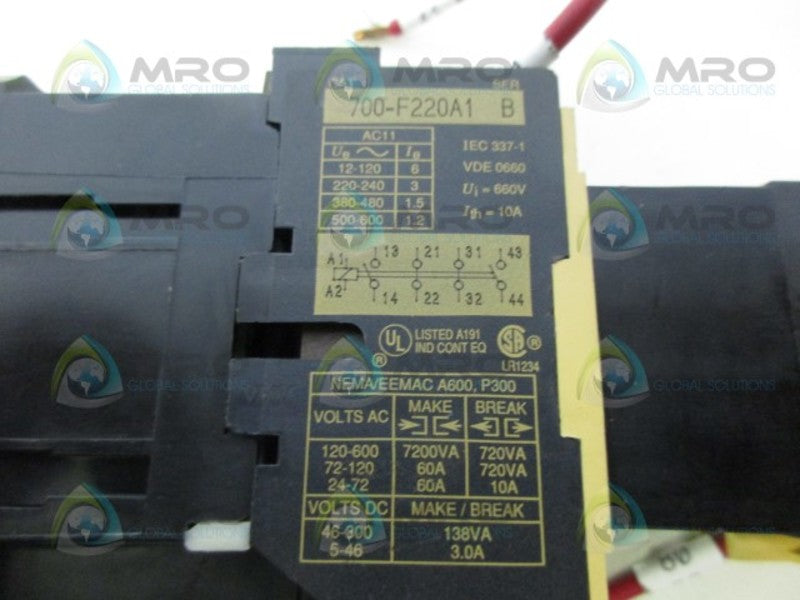 ALLEN BRADLEY 700-F220A1 SER.B CONTROL RELAY (AS PICTURED) *USED*