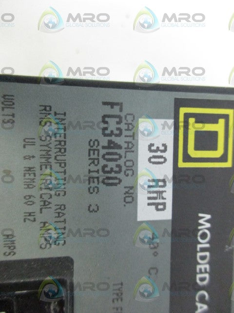 SQUARE D FC34030 MOLDED CASE CIRCUIT BREAKER *NEW NO BOX*