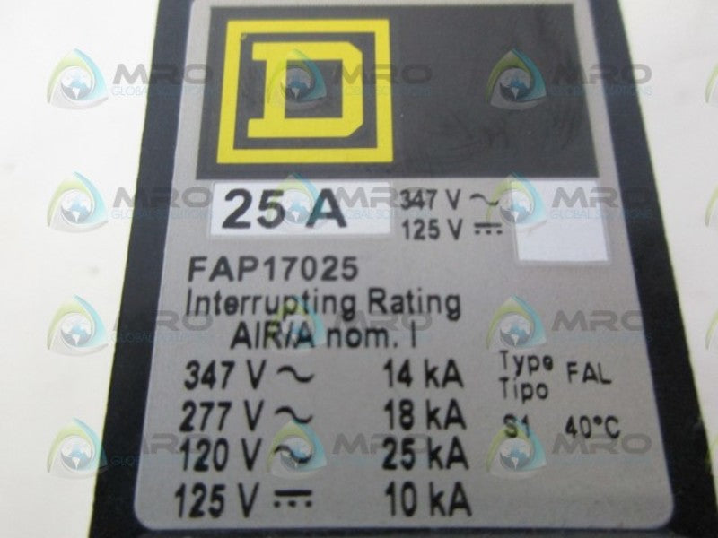 SQUARE D FAP17025 25AMP 1POLE CIRCUIT BREAKER *NEW IN BOX*