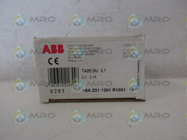 ABB TA25DU3,1 THERMAL OVERLOAD RELAY *NEW IN BOX*