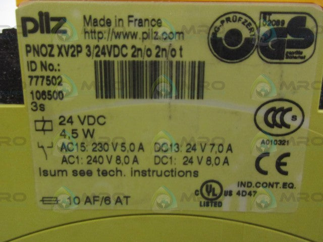 PILZ PNOZ-XV2P3/24VDC SAFETY RELAY *NEW IN BOX*