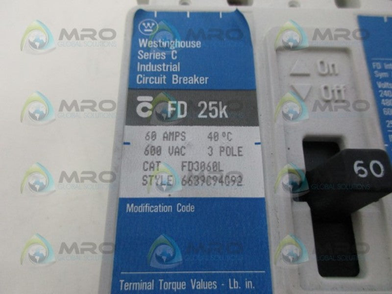 WESTINGHOUSE FD3060L CIRCUIT BREAKER *NEW NO BOX*