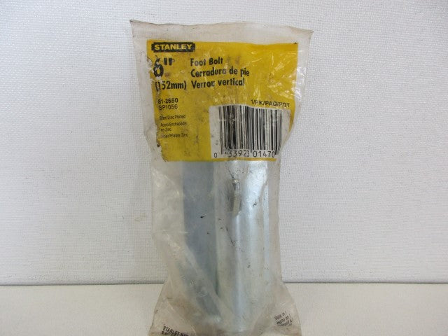 STANLEY HARDWARE SP1056 6 ZINC PLATED FOOT BOLT *NEW IN FACTORY BAG*