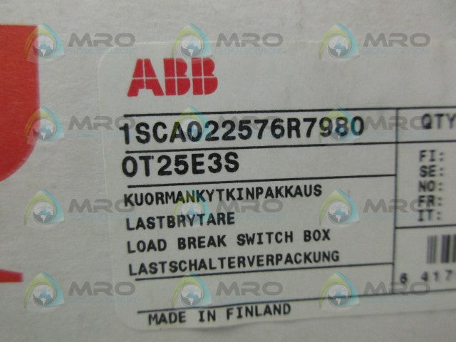 ABB ISCA022576R7980 W/OT25E3S DISCONNECT SWITCH *NEW IN BOX*
