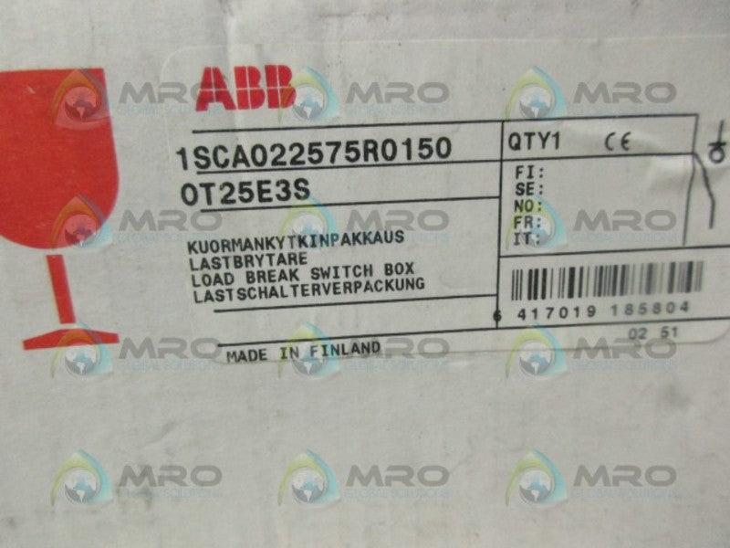 ABB 1SCA022575R0150 OT25E3S SWITCH W/HANDLE *NEW IN BOX*