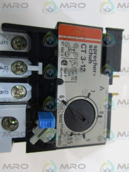 SPRENCHER SCHUH CT3-12 MOTOR STARTER W/OVERLOAD RELAY 6-9.5A *NEW NO BOX*
