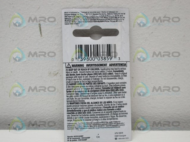 ENERGIZER 1620 LITHIUM BARTTIERIES *NEW IN ORIGINAL PACKAGE*