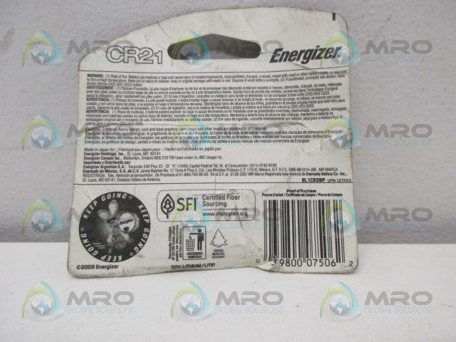 ENERGIZER CR2 LITHIUM BATTERY *NEW IN ORIGINAL PACKAGE*