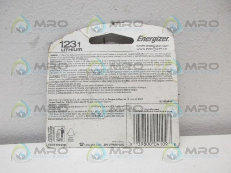 ENERGIZER 123 LITHIUM BATTERY *NEW IN ORIGINAL PACKAGE*