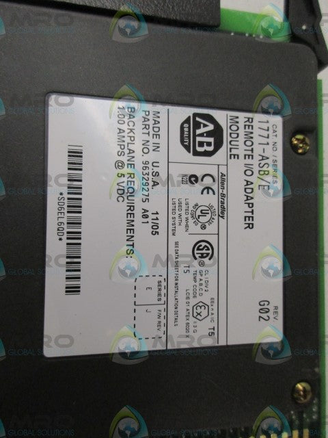 ALLEN BRADLEY 1771-ASB SER. E F/W J REMOTE I/O ADAPTER MODULE *NEW NO BOX*