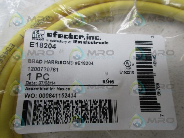 IFM EFECTOR E18204 CONNECTOR *NEW IN FACTORY BAG*