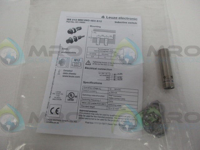 LEUZE ISS212MM/4NO-4E0-S12 50109685 INDUCTIVE SWITCH *NEW IN FACTORY BAG*