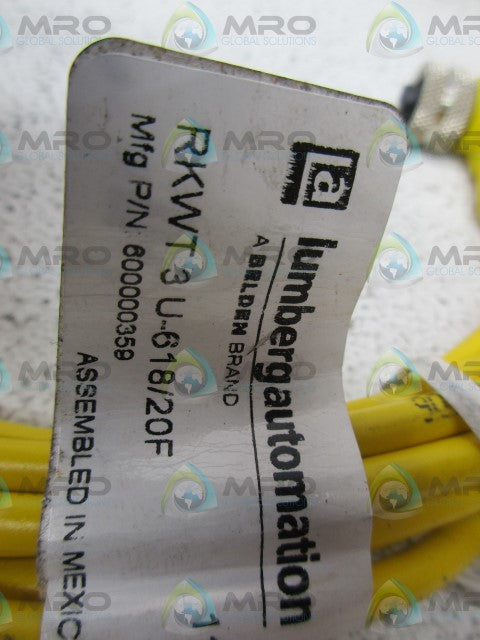 LUMBERG AUTOMATION RKWT-3-U-618/20F CORDSET *NEW NO BOX*