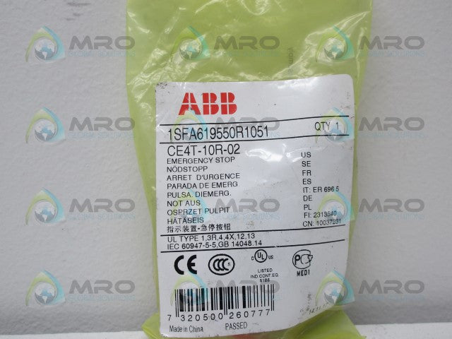 ABB 1SFA619550R1051 EMERGENCY STOP PUSH BUTTON RED *NEW IN FACTORY BAG*