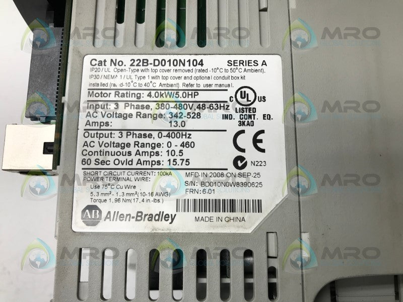 ALLEN BRADLEY 22B-D010N104 SER. A F/W 6.01 (AS PICTURED) *NEW NO BOX*