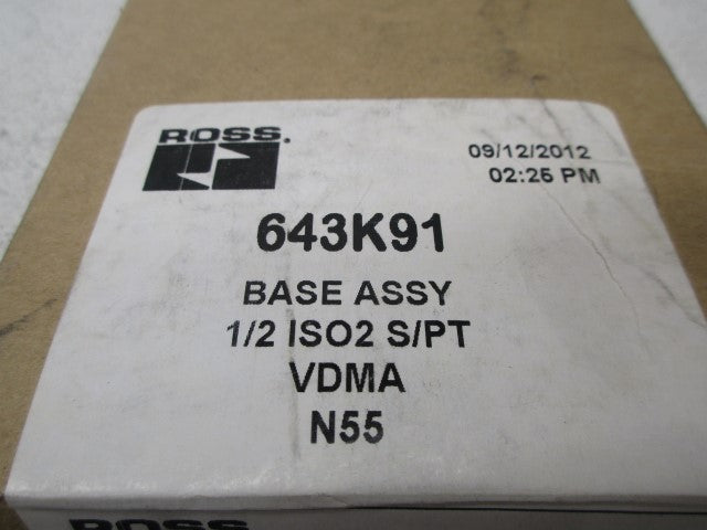 ROSS 643K91 VALVE BASE *FACTORY SEALED*