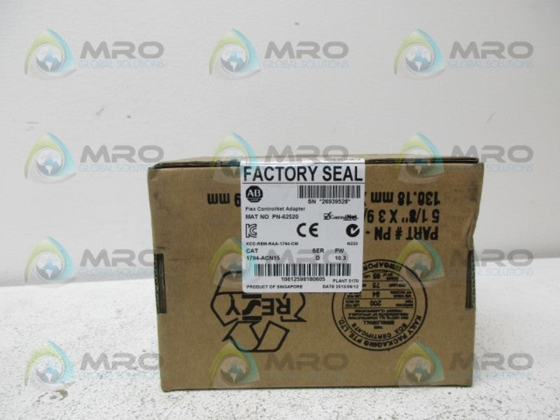 ALLEN BRADLEY 1794-ACN15 SER. D F/W 10.3 DATE: 2013 *FACTORY SEALED*