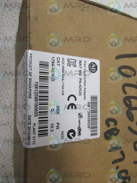 ALLEN BRADLEY 1794-ACN15 SER. D F/W 10.3 DATE: 2013 *FACTORY SEALED*