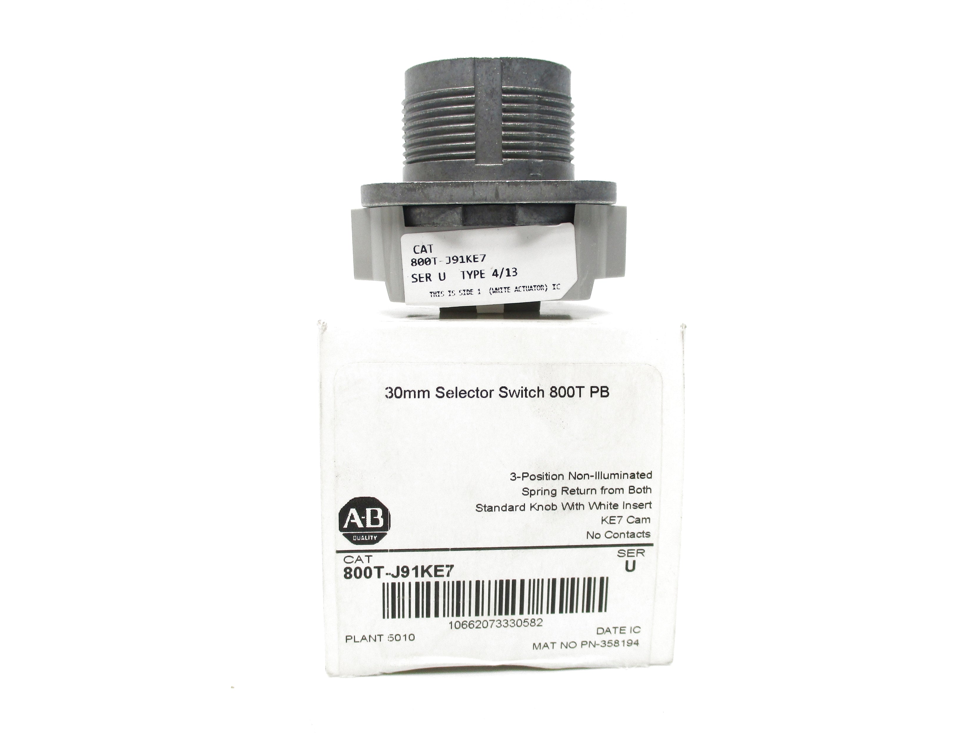 ALLEN BRADLEY 800T-J91KE7 SER. U (WH) NSMP