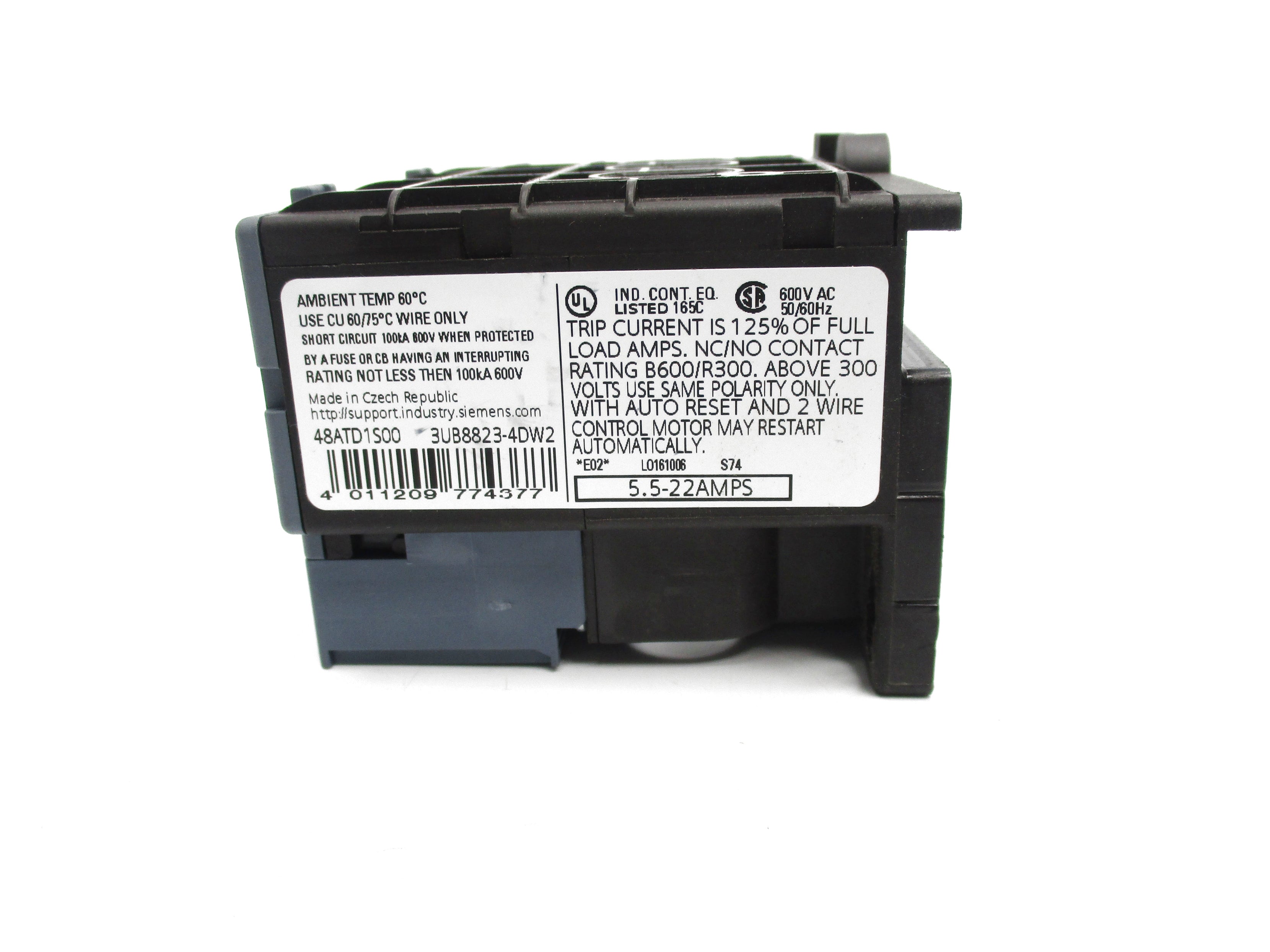 SIEMENS 48ATD1S00 600VAC 5.5-22AMPS NSNP
