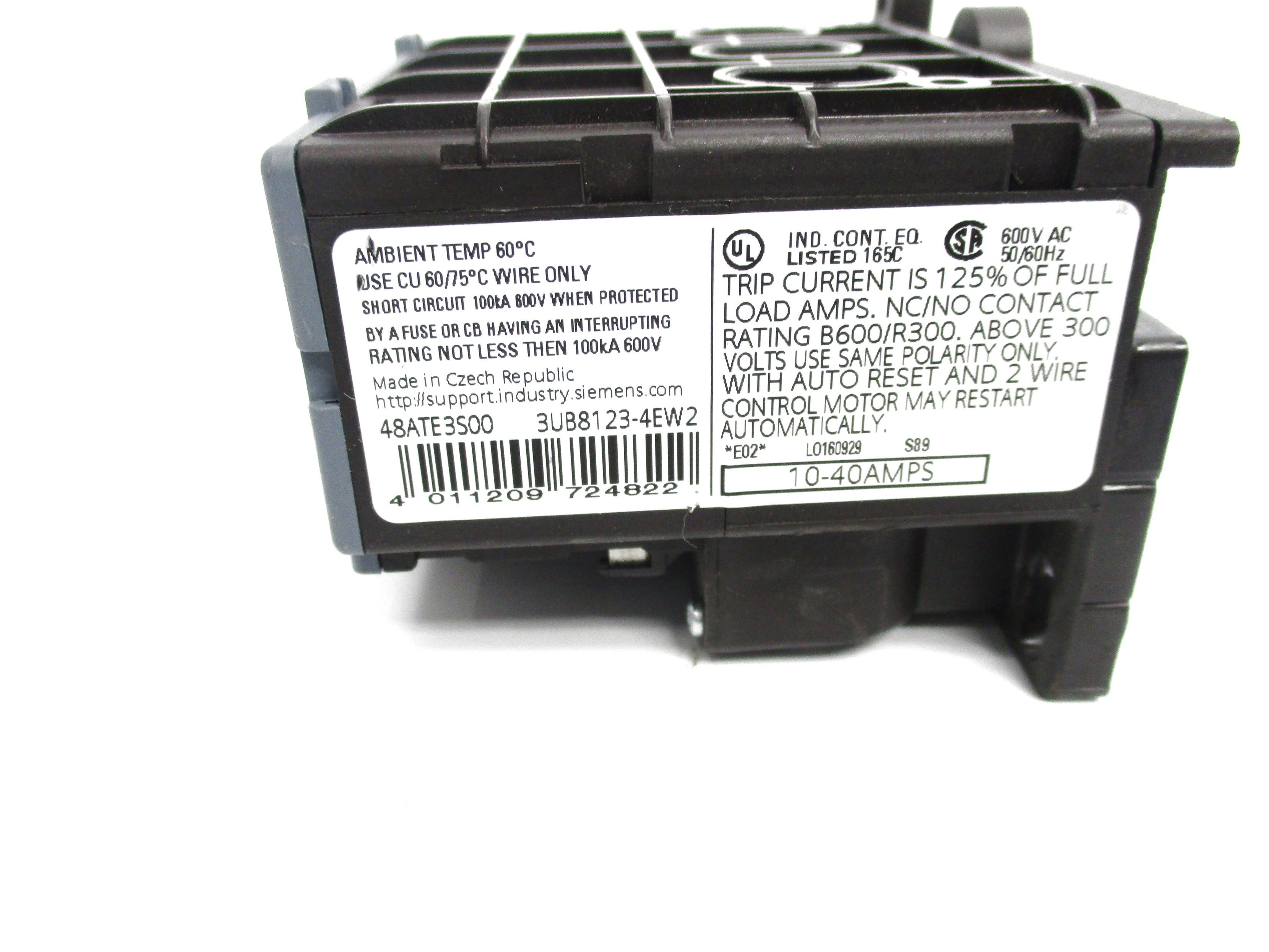 SIEMENS 48ATE3S00 600VAC 10-40 AMPS NSNP