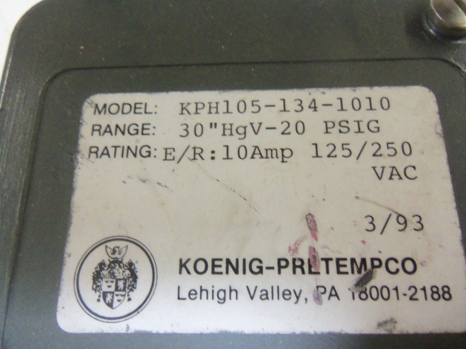 KOENIG-PRLTEMPCO KPH105-134-1010 *USED*