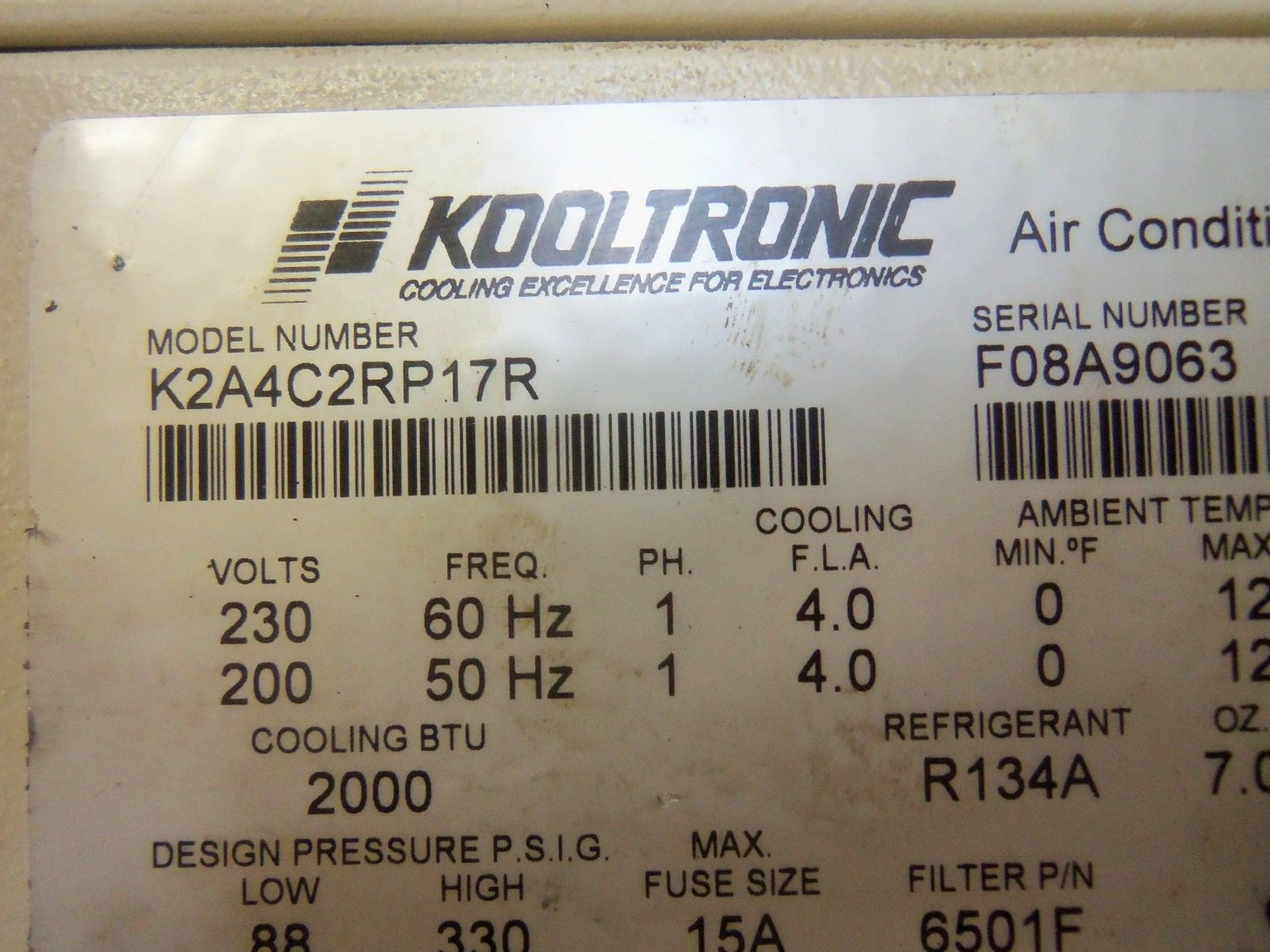KOOLTRONIC K2A4C2RP17R *USED*