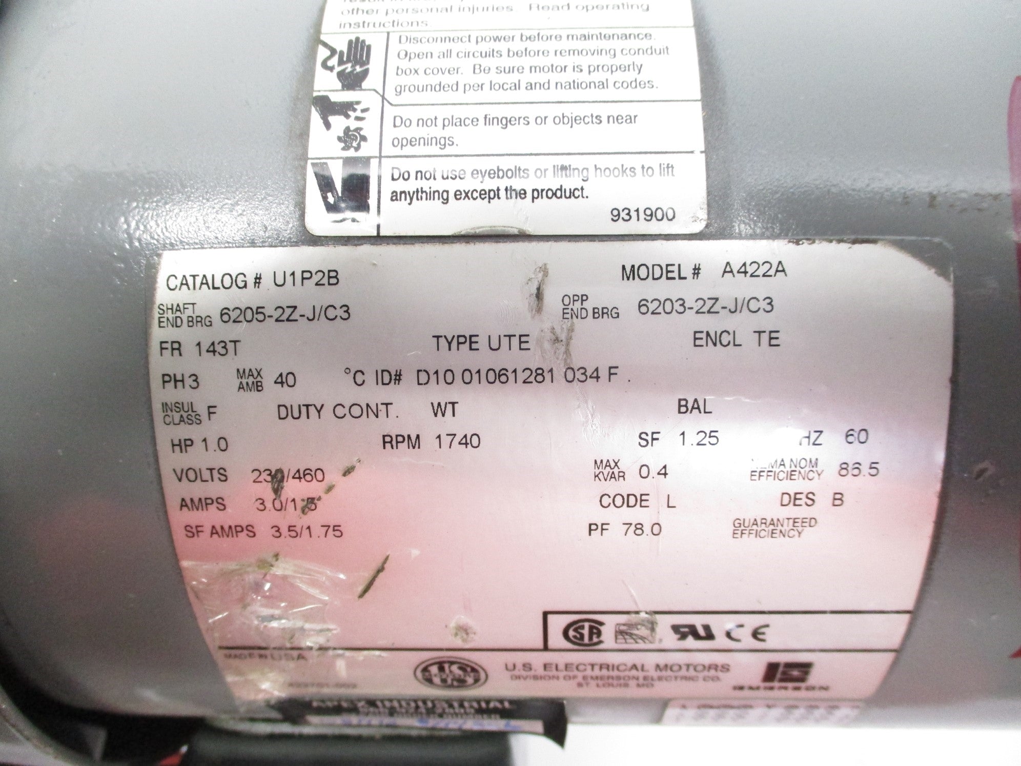 US MOTORS U1P2B MODEL A422A UNMP