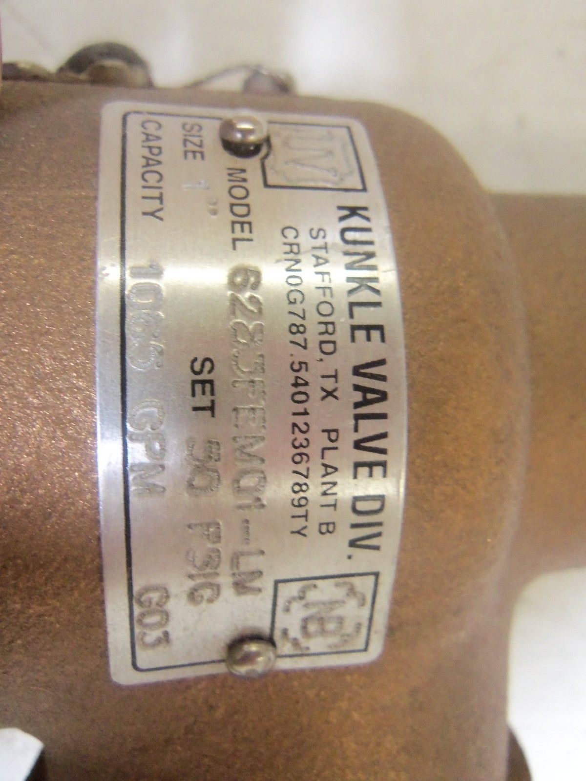 KUNKLE 6283FEM01-LM SAFETY VALVE *NEW NO BOX*