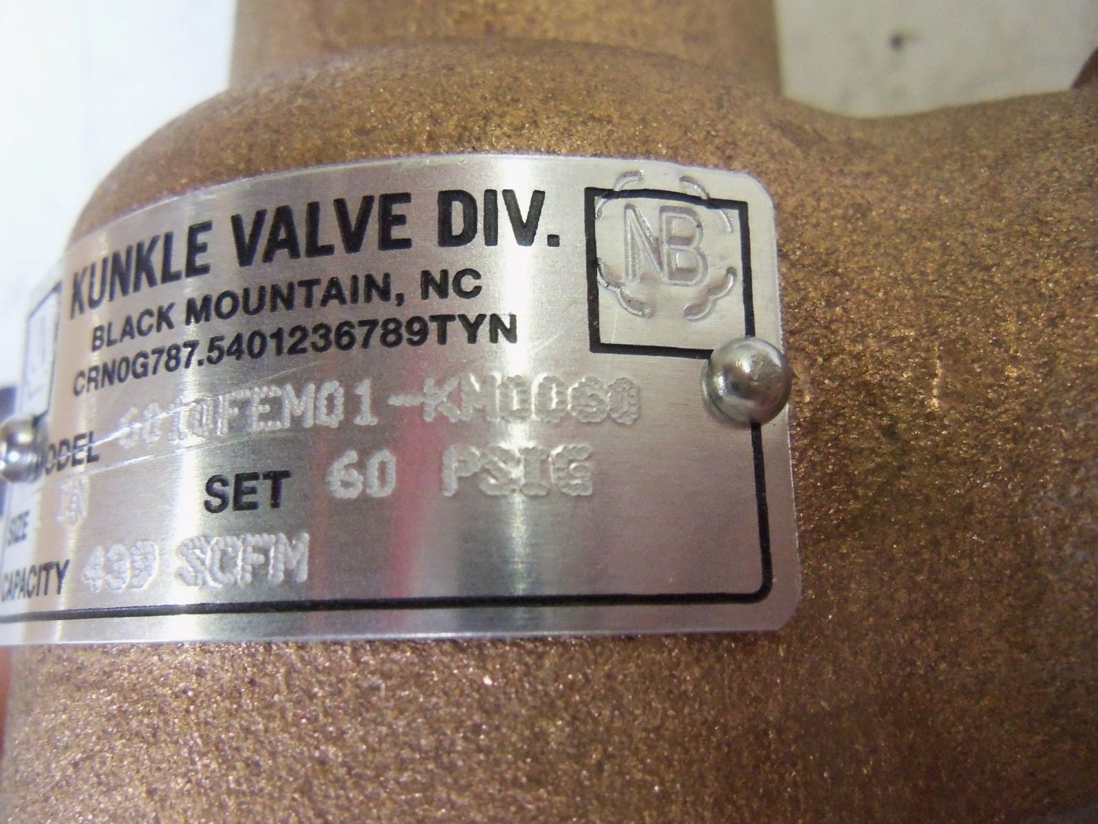 KUNKLE VALVE 6010FEM01-KM0060 VALVE *NEW NO BOX*