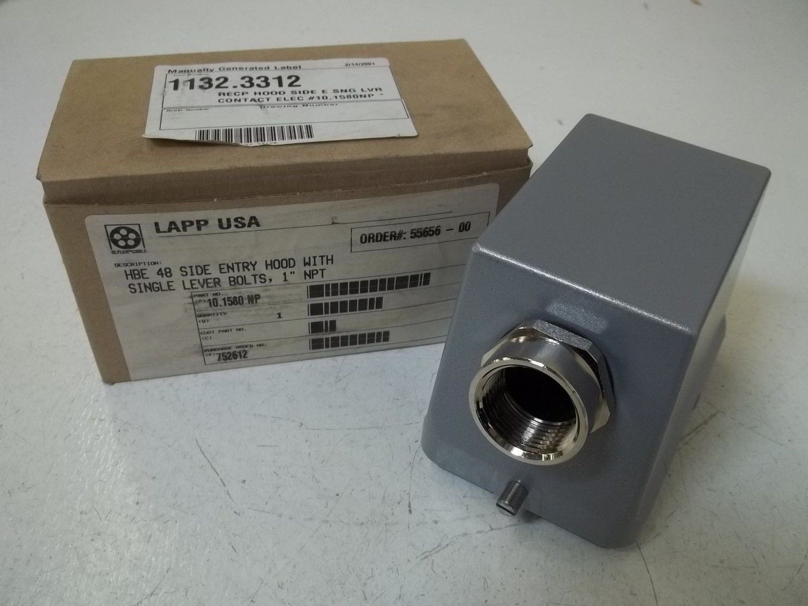 LAPP USA 10.1580NP HBE 48 SIDE ENTRY HOOD W/ SINGLE LEVER BOLTS 1" *NEW IN BOX*