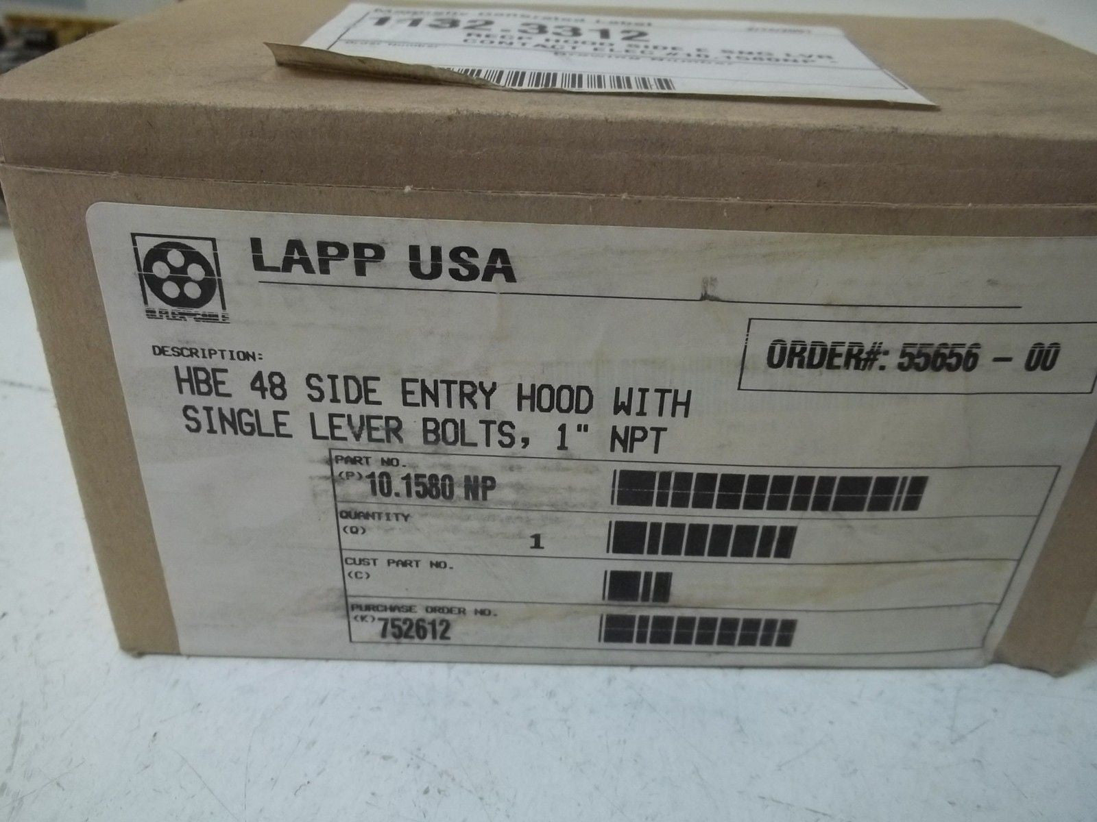 LAPP USA 10.1580NP HBE 48 SIDE ENTRY HOOD W/ SINGLE LEVER BOLTS 1" *NEW IN BOX*