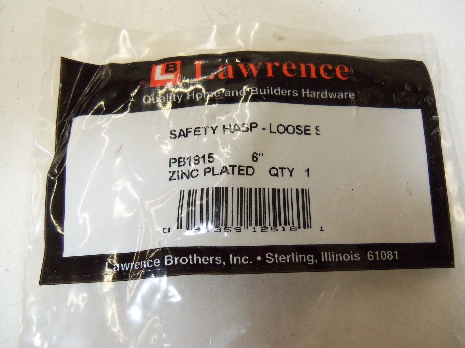 LAWRENCE SAFETY HASP PB1915 *NEW IN FACTORY BAG*