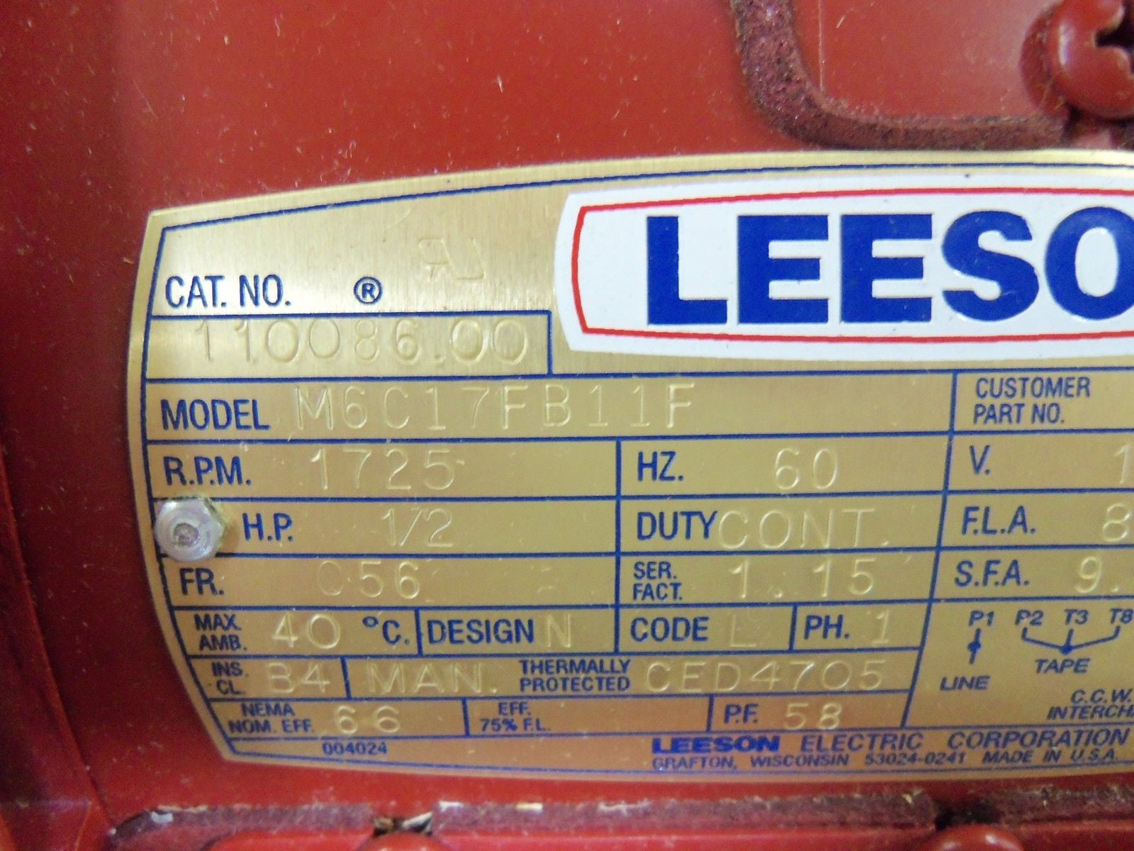 LEESON 110086.00 MOTOR *NEW NO BOX*