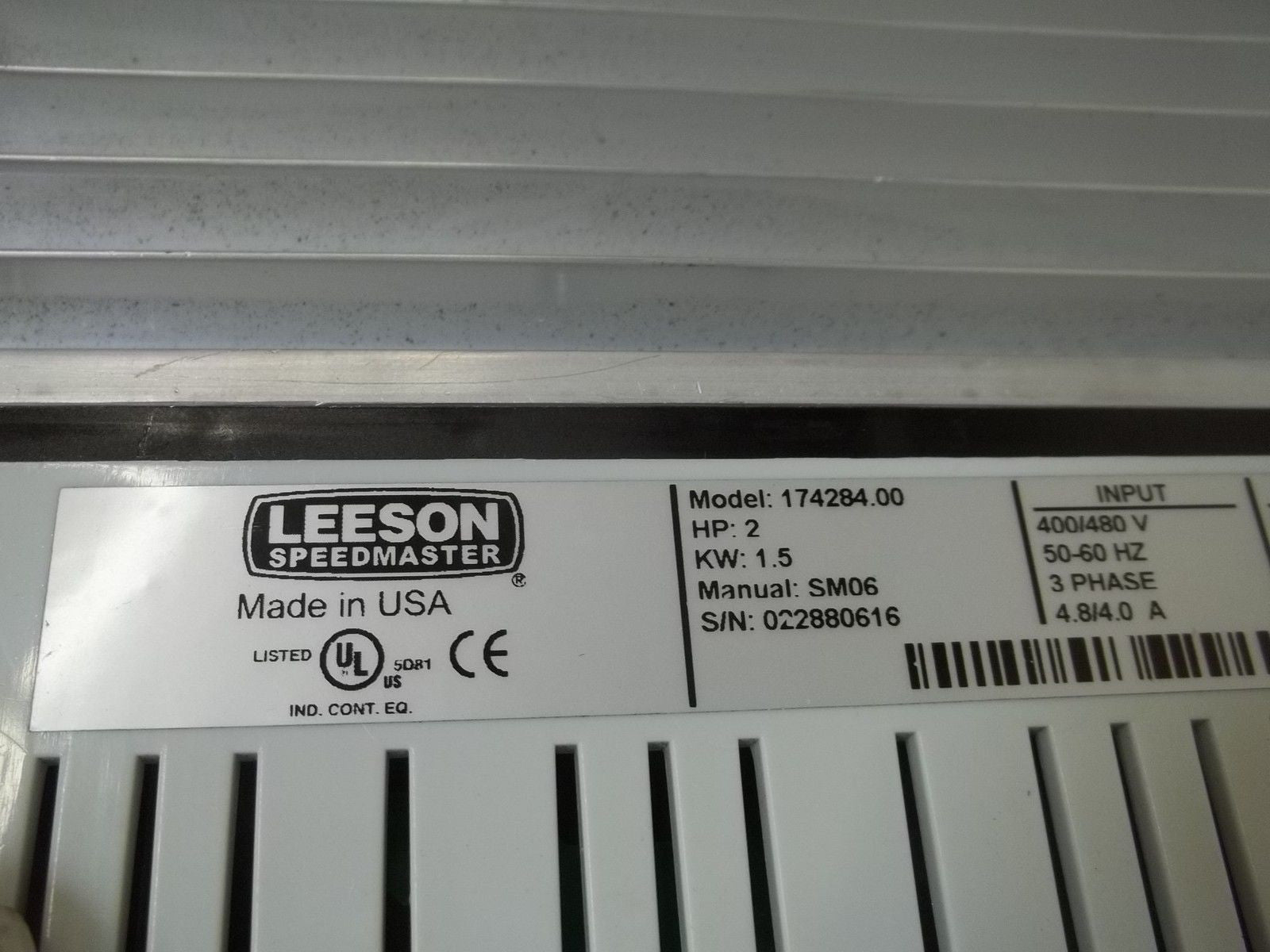 LEESON 174284.00 ADJUSTABLE SPEED AC MOTOR CONTROL  *USED*