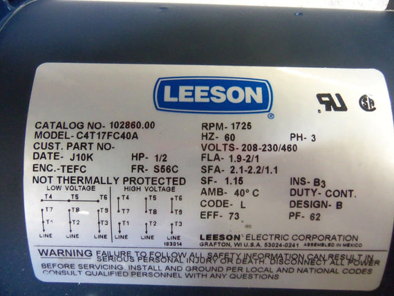 LEESON C4T17FC40 MOTOR NSMP