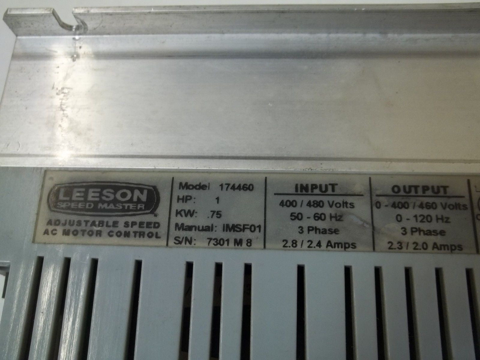 LESSON 174460 ADJUSTABLE SPEED AC MOTOR CONTROL *USED*