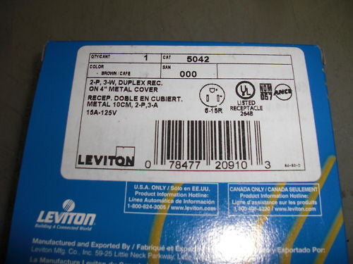 LEVITON 5042 DUPLEX RECEPTACLE *NEW IN BOX*