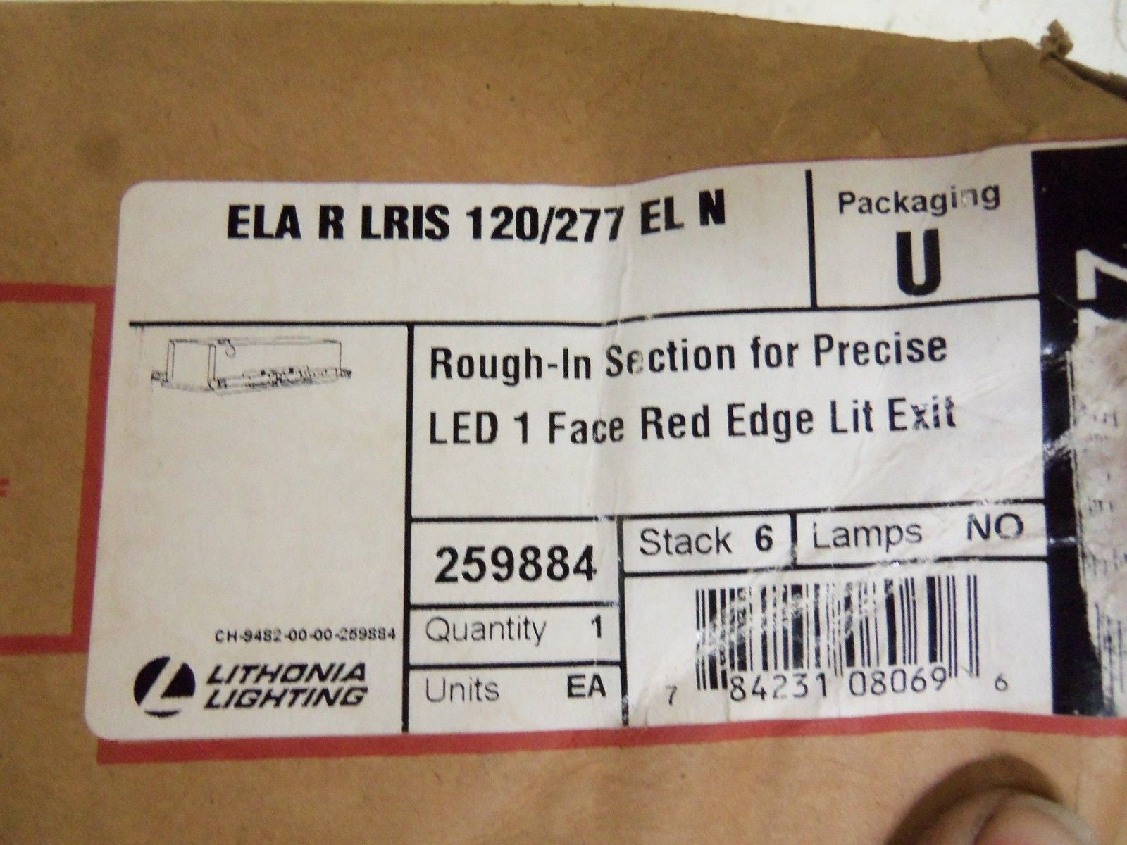 LITHONIA ELARLRIS120/277ELN EMERGENCY EXIT LIGHT *NEW IN BOX*