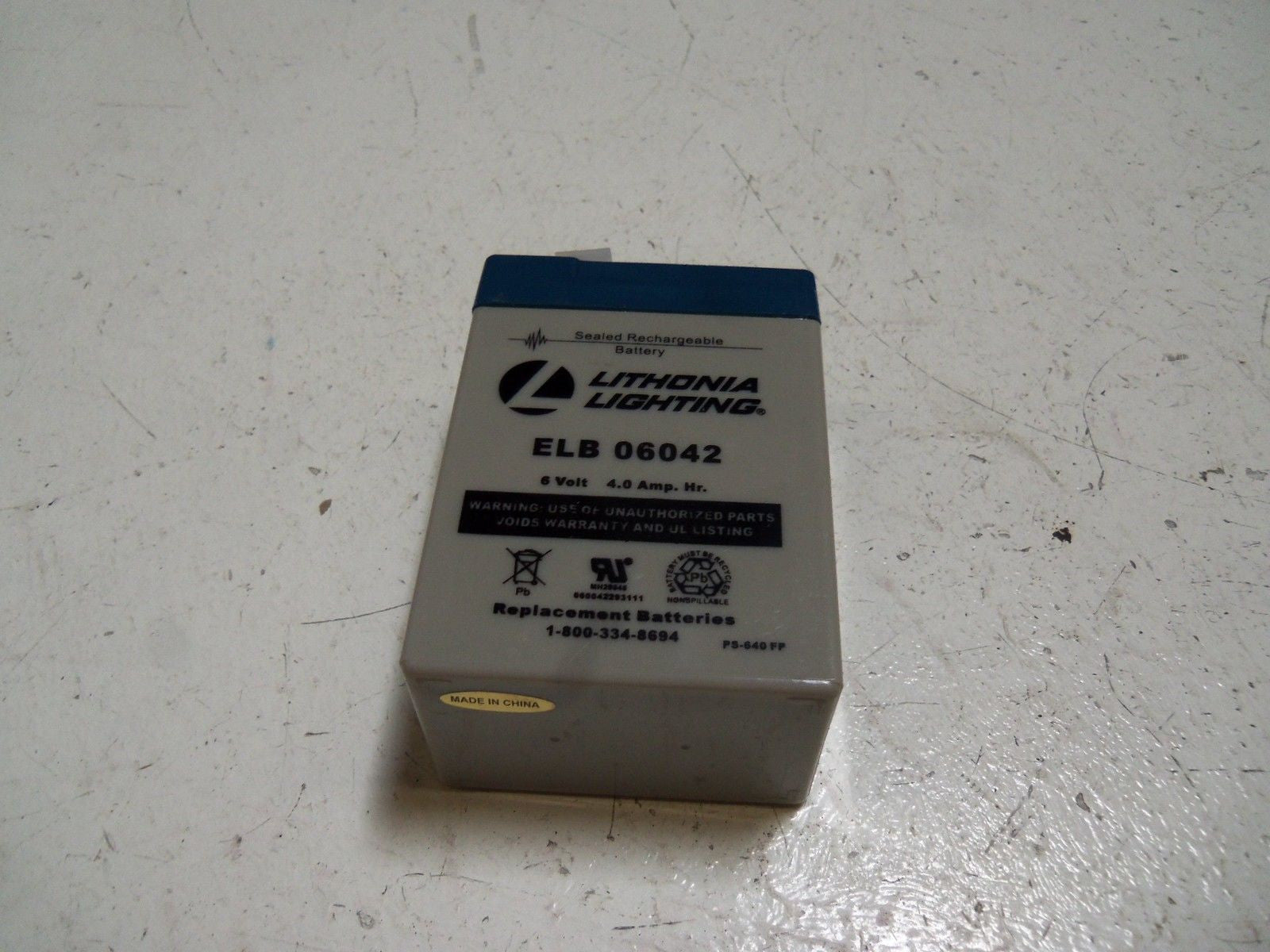 LITHONIA ELB06042 RECHARGABLE BATTERY *NEW IN BOX*
