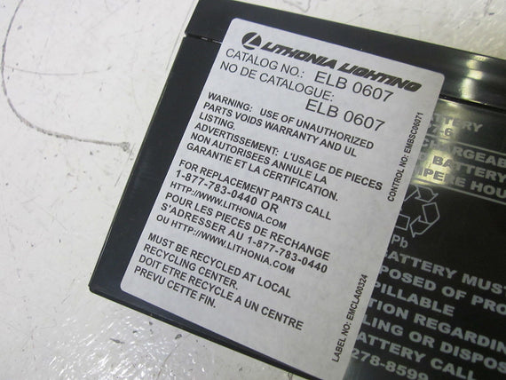 LITHONIA LIGHTING ELB 0607 LEAD CALCIUM BATTERY 6V 7AH *NEW IN BOX*