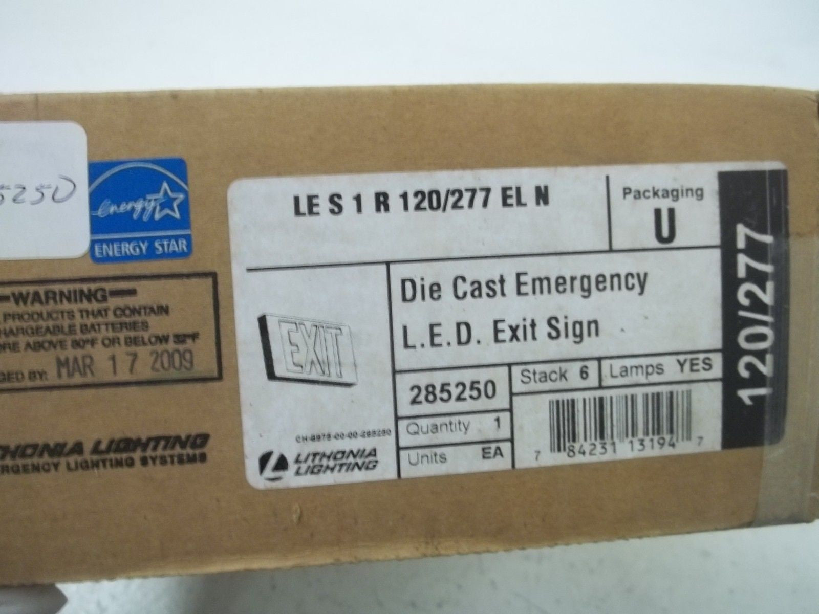 LITHONIA LIGHTING LES1R120/277ELN  DIE CAST EMERGENCY *NEW IN BOX*