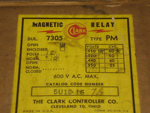 LOT 4 CLARK MAGNETIC RELAY 7305 *NEW*