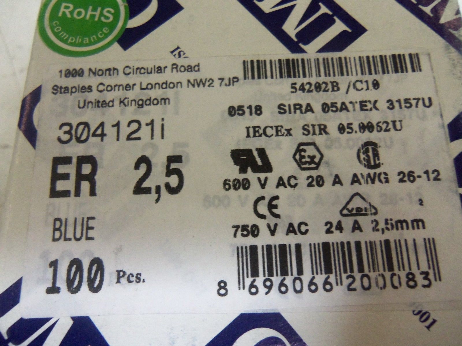 LOT OF 100 IMO ER-2.5 BLUE 304121I *NEW IN BOX*