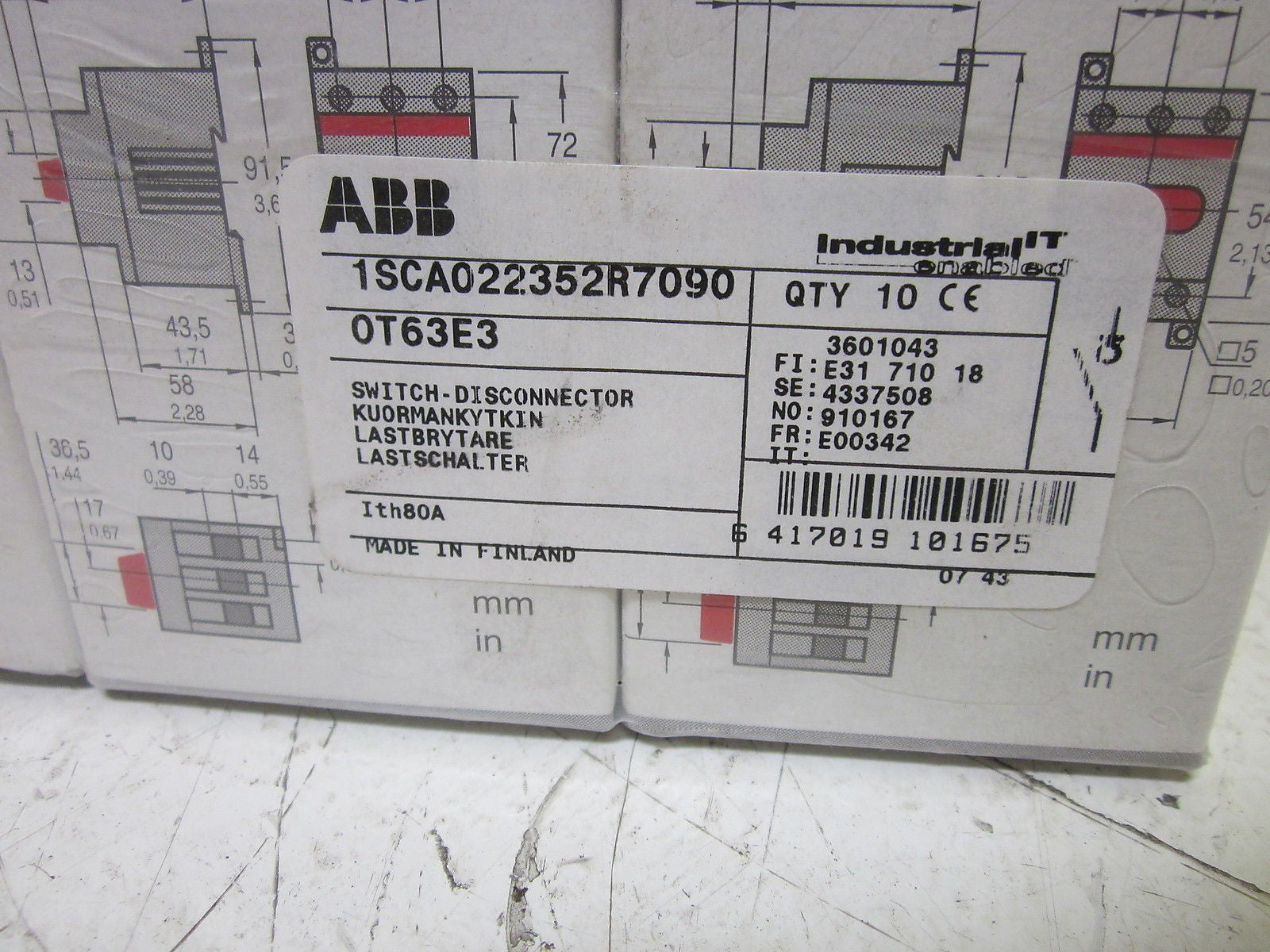 LOT OF 10 ABB 1SCA022352R7090 DISCONNECTOR SWITCH *NEW IN BOX*