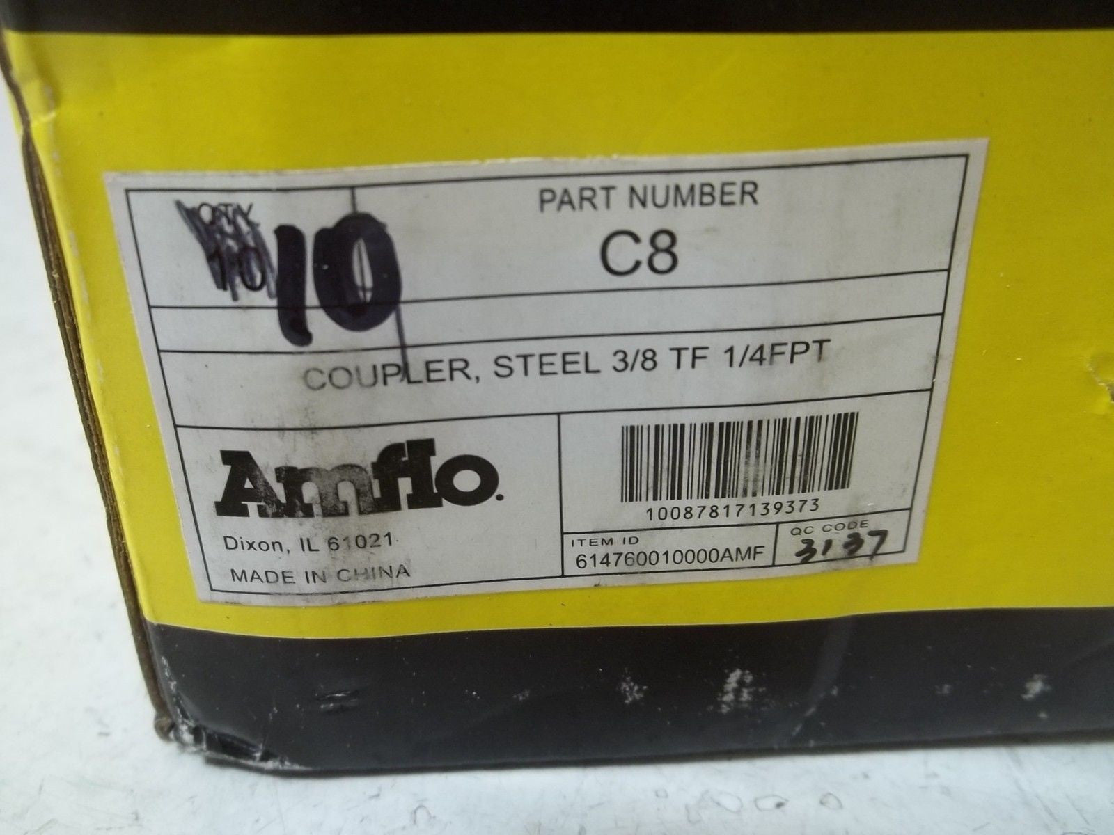 LOT OF 10 AMFLO C8 COUPLER, STEEL 3/8 TF 1/4FPT *NEW IN BOX*