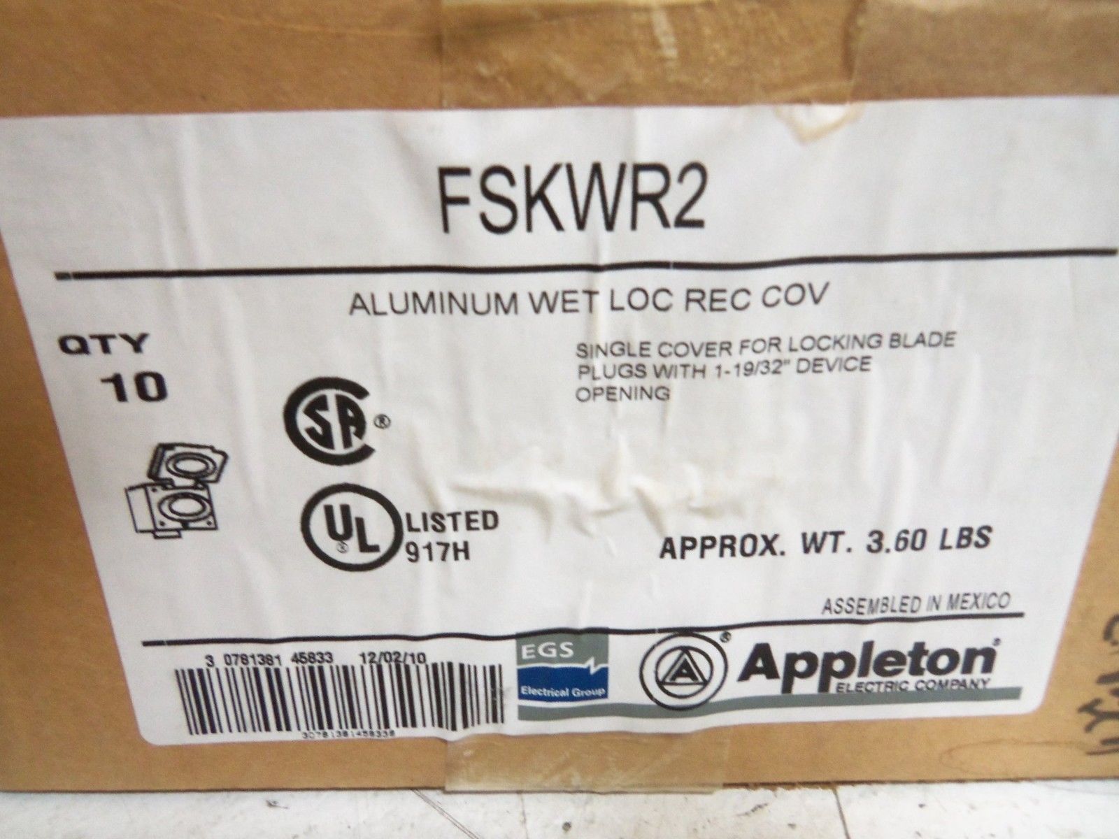 LOT OF 10 APPLETON FSKWR2 WET LOC COVER *NEW IN BOX*