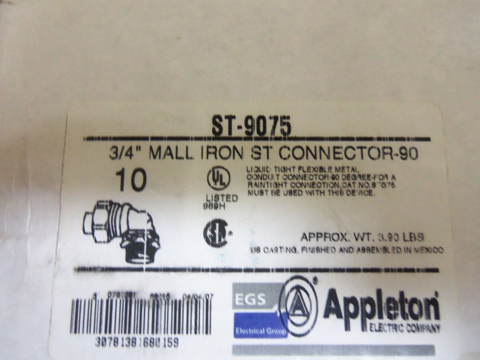 LOT OF 10 APPLETON ST-9075 CONDUIT *NEW IN BOX*