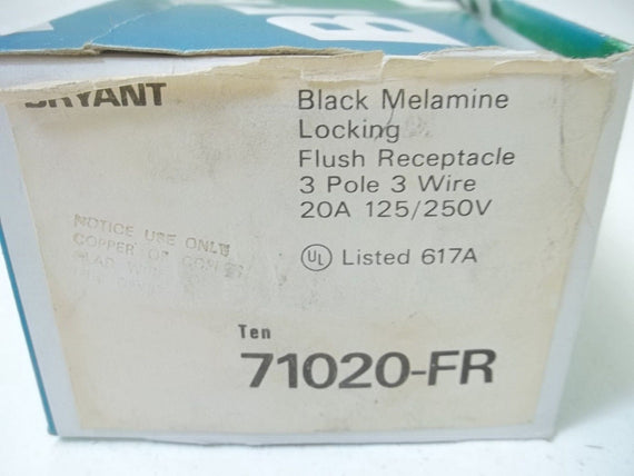 LOT OF 10 BRYANT 71020-FR LOCKING FLUSH RECEPTACLE *NEW IN BOX*